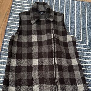 Chaps Black and Brown Checkered Vest